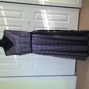 Purple Double Layer Tea Length Formal Dress